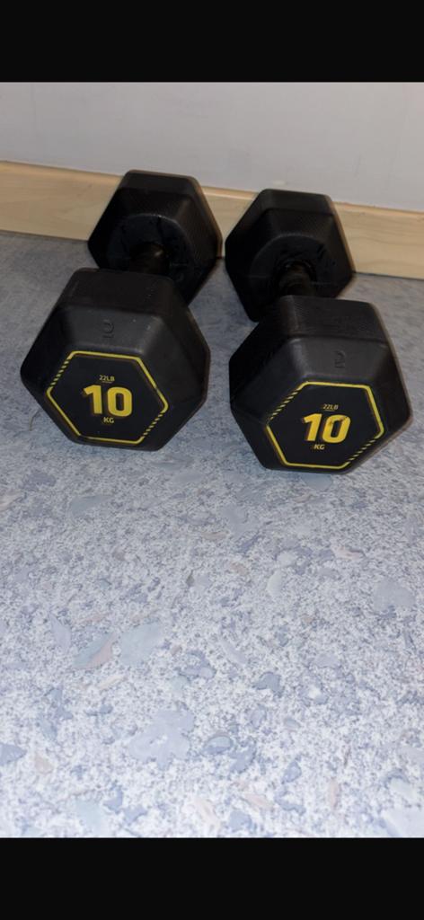 Hexa Dumbells 10 kg    X2, Sport en Fitness, Fitnessmaterialen, Ophalen, Zo goed als nieuw