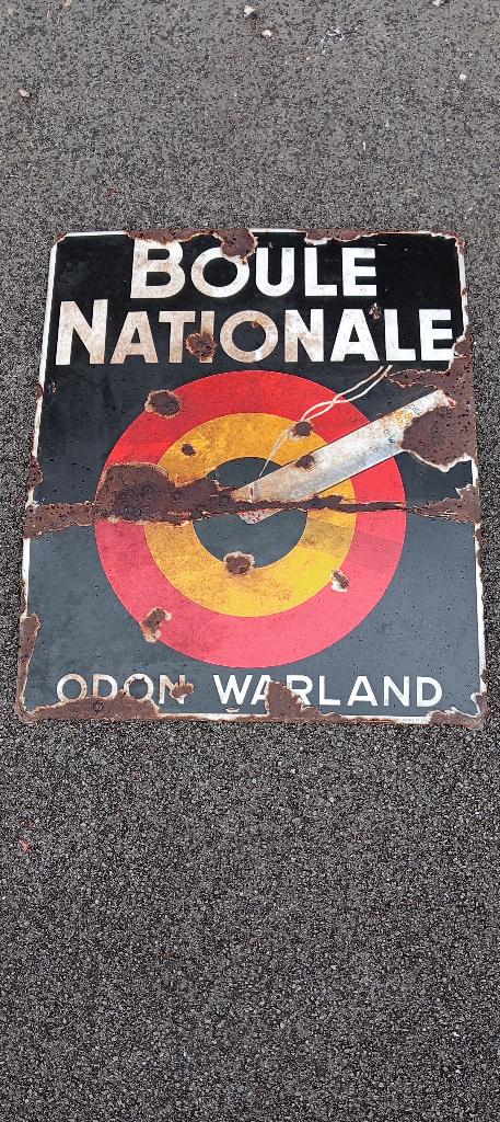 Plaque émaillée Boule nationale, Enlèvement, Utilisé, Panneau publicitaire