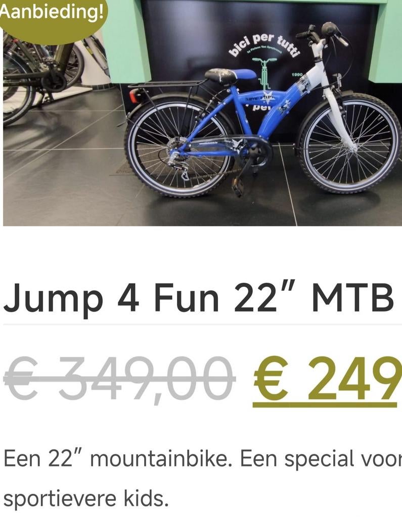 Jump 4 Fun jongensfiets 22 inch, Fietsen en Brommers, Ophalen, 22 inch