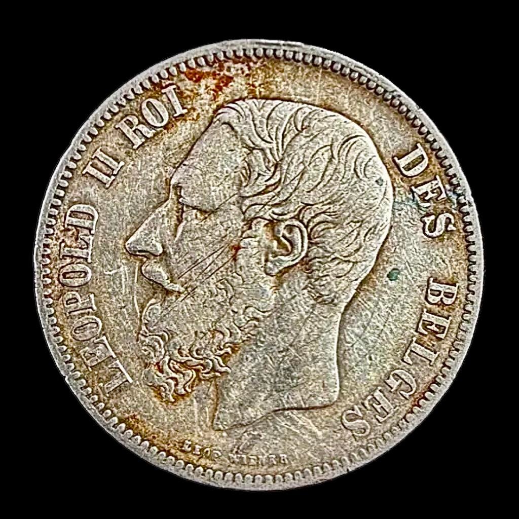 Zilveren 5 Francs Leopold II (1870), Postzegels en Munten, Munten | België, Zilver, Ophalen of Verzenden, Losse munt, Zilver
