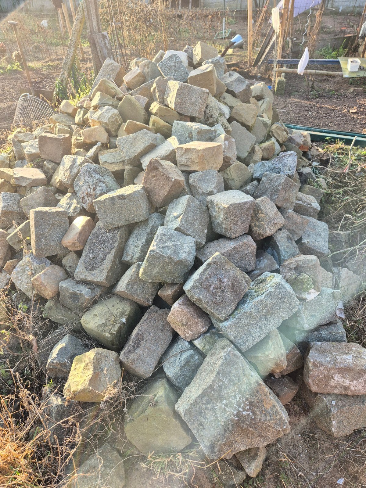 kasseien, Tuin en Terras, Ophalen, Gebruikt, Antraciet, Graniet