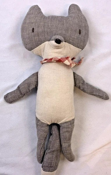Maileg Stoffen Wolf Grijs Wit met Sjaal 32cm Knuffel katoen, Verzenden, Zo goed als nieuw, Katoen, Grijs