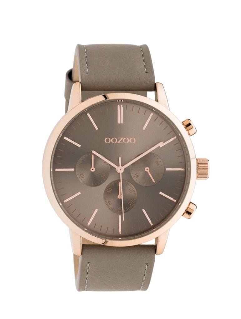 OOZO HORLOGE – LEREN BAND (TAUPE) – ROSEGOUD KAST - UNISEX, Bijoux, Sacs & Beauté, Montres | Femmes, Montre-bracelet, Enlèvement ou Envoi