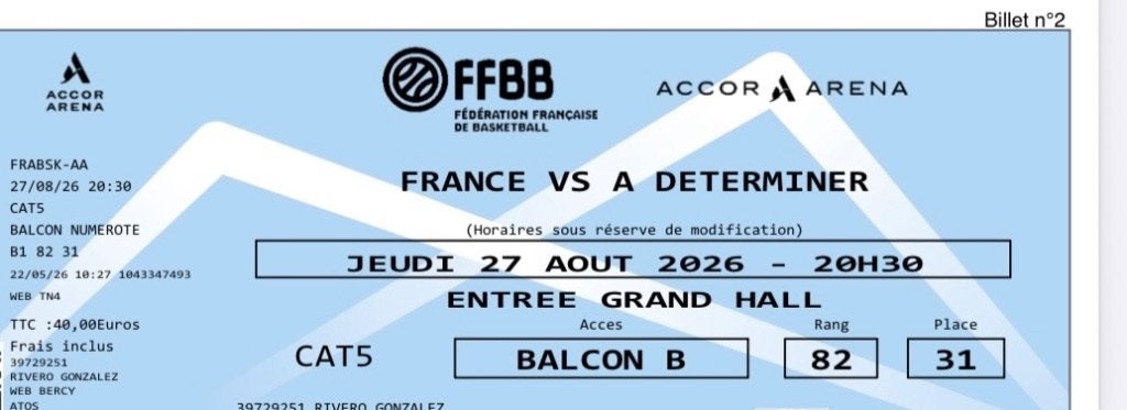 Places basket France Slovénie, Tickets & Billets, Sport | Autre, Deux personnes, Août