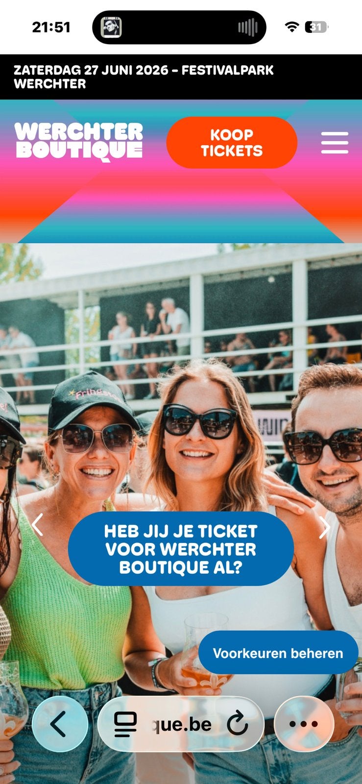 2 tickets Werchter boutique, Twee personen