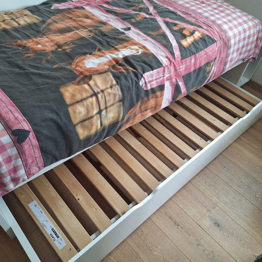 Bed met matras en lade, Ophalen, Gebruikt, Eenpersoons, Wit