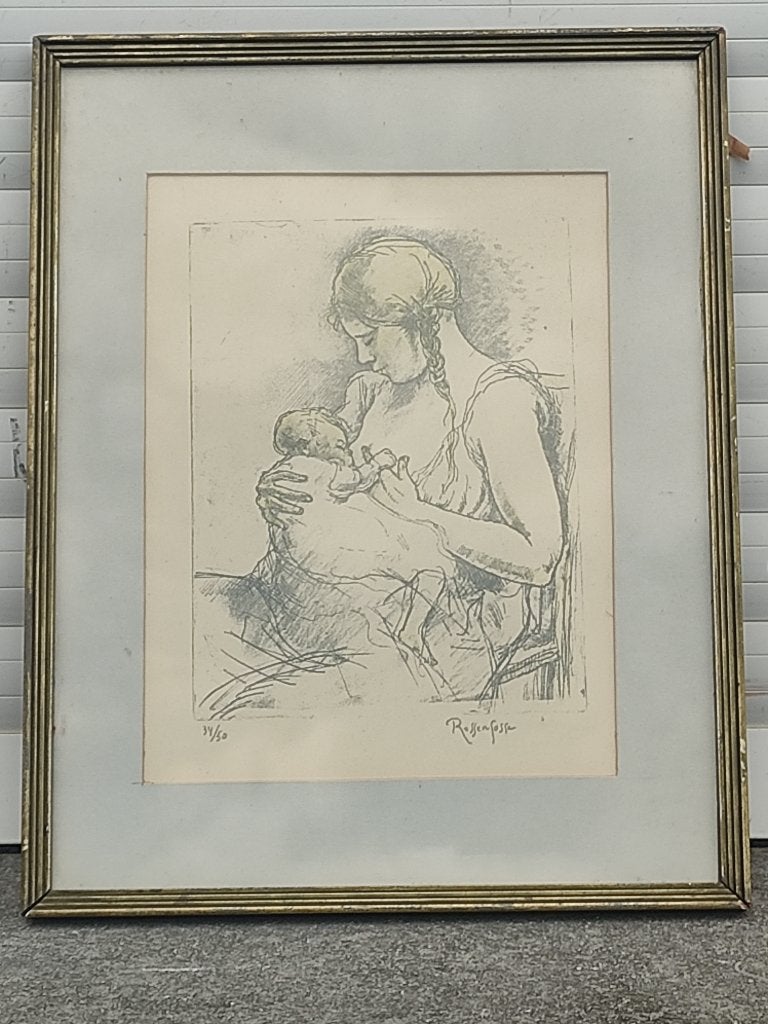 lithographie maternite signe armand rassenfosse, Enlèvement ou Envoi