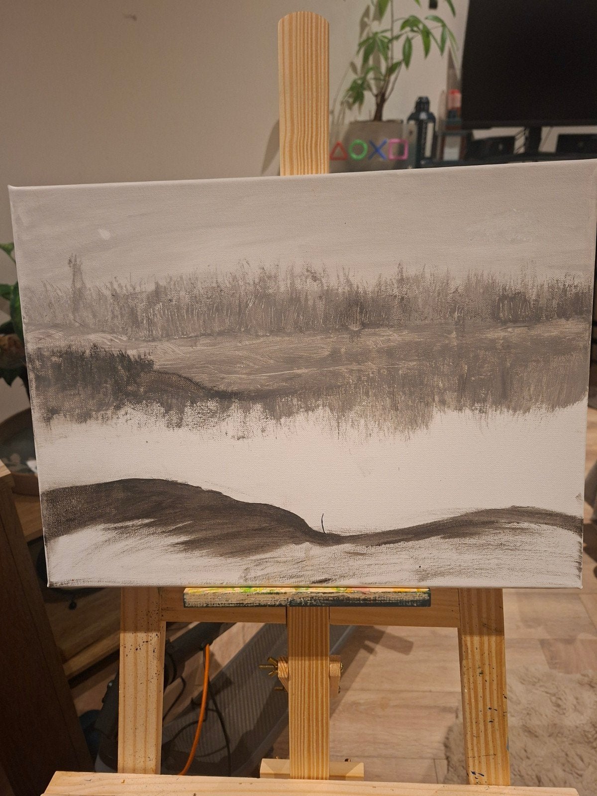 "Gust." Modern Abstract/Monochroom Schilderij – 40x30, Ophalen of Verzenden