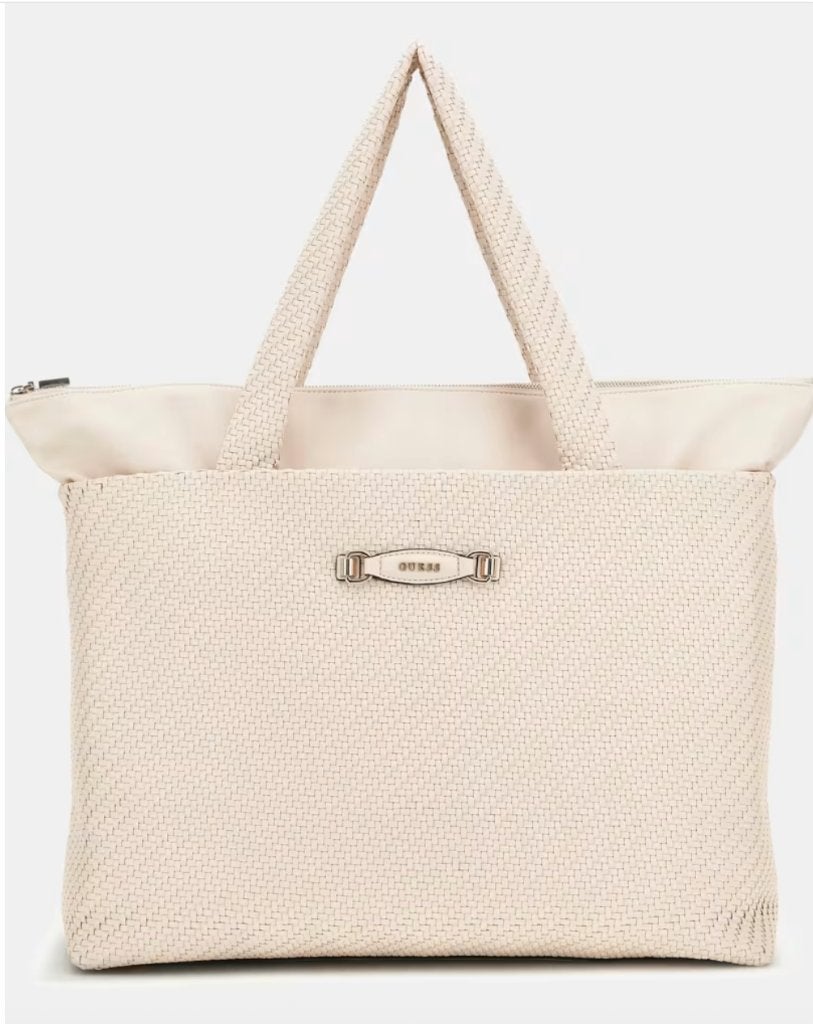 Guess gevlochten tas, Handtassen en Accessoires, Ophalen of Verzenden, Zo goed als nieuw, Beige, Shopper