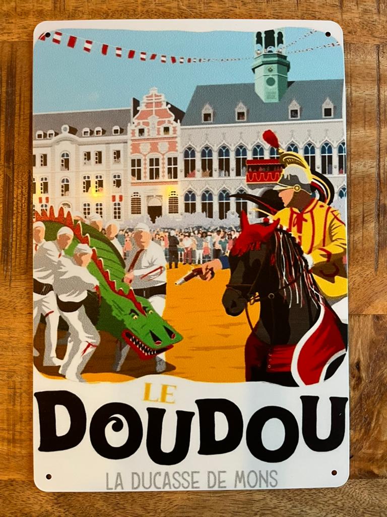 Plaque metallique doudou mons, Collections, Enlèvement ou Envoi, Comme neuf