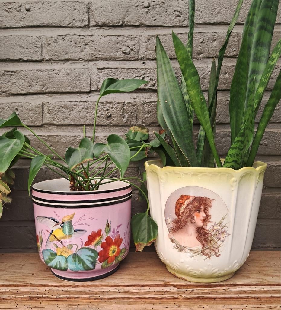 Prachtige, vintage keramieken bloempotten, Enlèvement