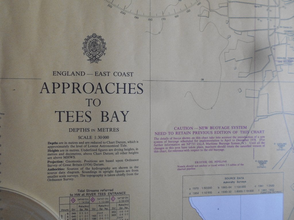 sea chart UK tees bay 1978, Verzamelen, Ophalen of Verzenden, Zo goed als nieuw