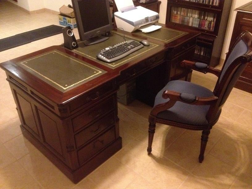 HANDGEMAAKT MAHONIE SCHRIJFBURO - BURO - BUREAU -50% KORTING, Maison & Meubles, Bureaux, Comme neuf, Bureau assis-debout, Autres marques