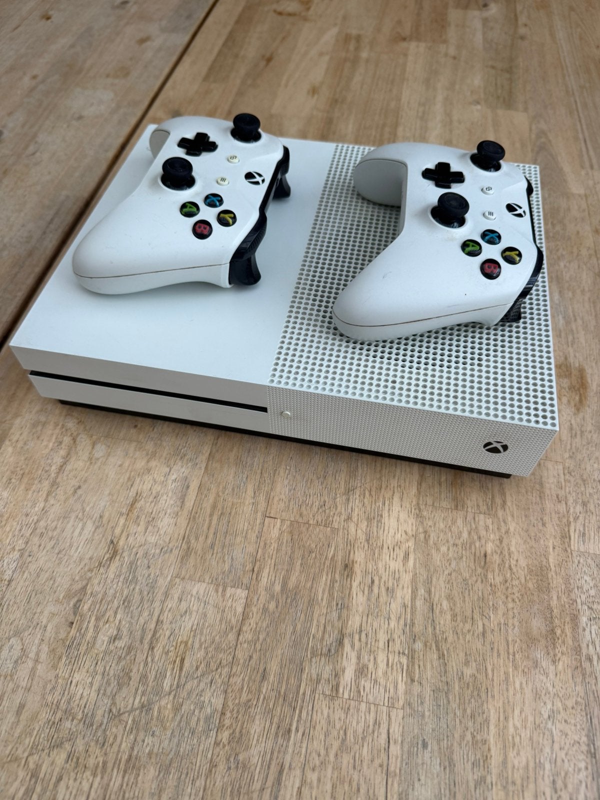 Xbox One S Witte Console + 2 Controllers + Kabels (Compleet), Enlèvement ou Envoi, Comme neuf, Xbox One