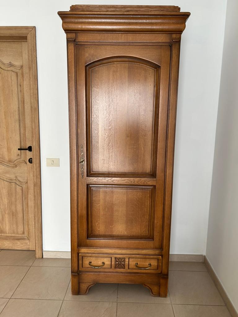 Hallkast massief eik met hanger en legplanken, Antiek en Kunst, Ophalen