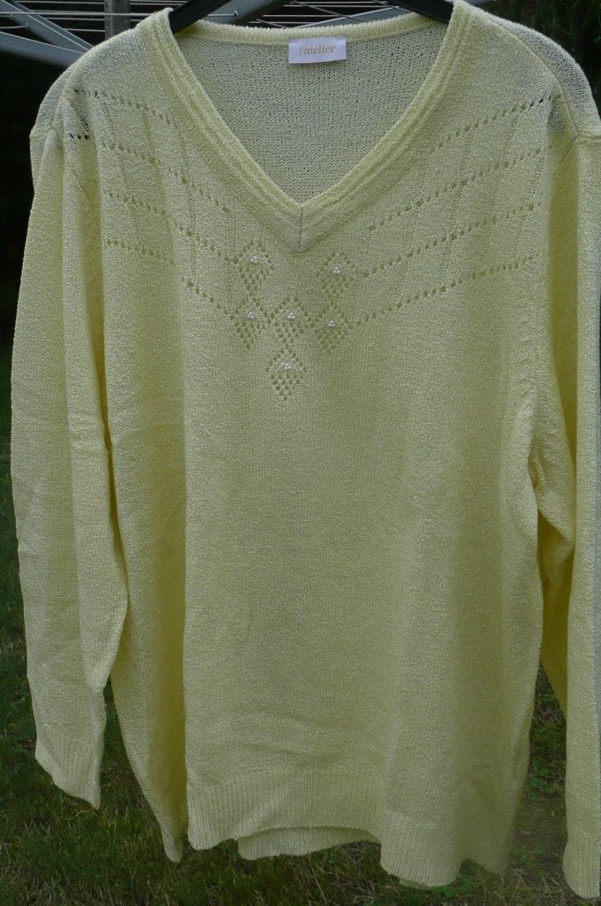 Licht gebreide bloes geel GS (a418), Kleding | Dames, Ophalen of Verzenden, Zo goed als nieuw, Geel, Trui of Vest