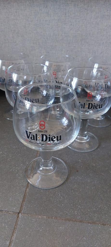 6 verres val dieu écriture noir 25cl, Collections, Enlèvement ou Envoi