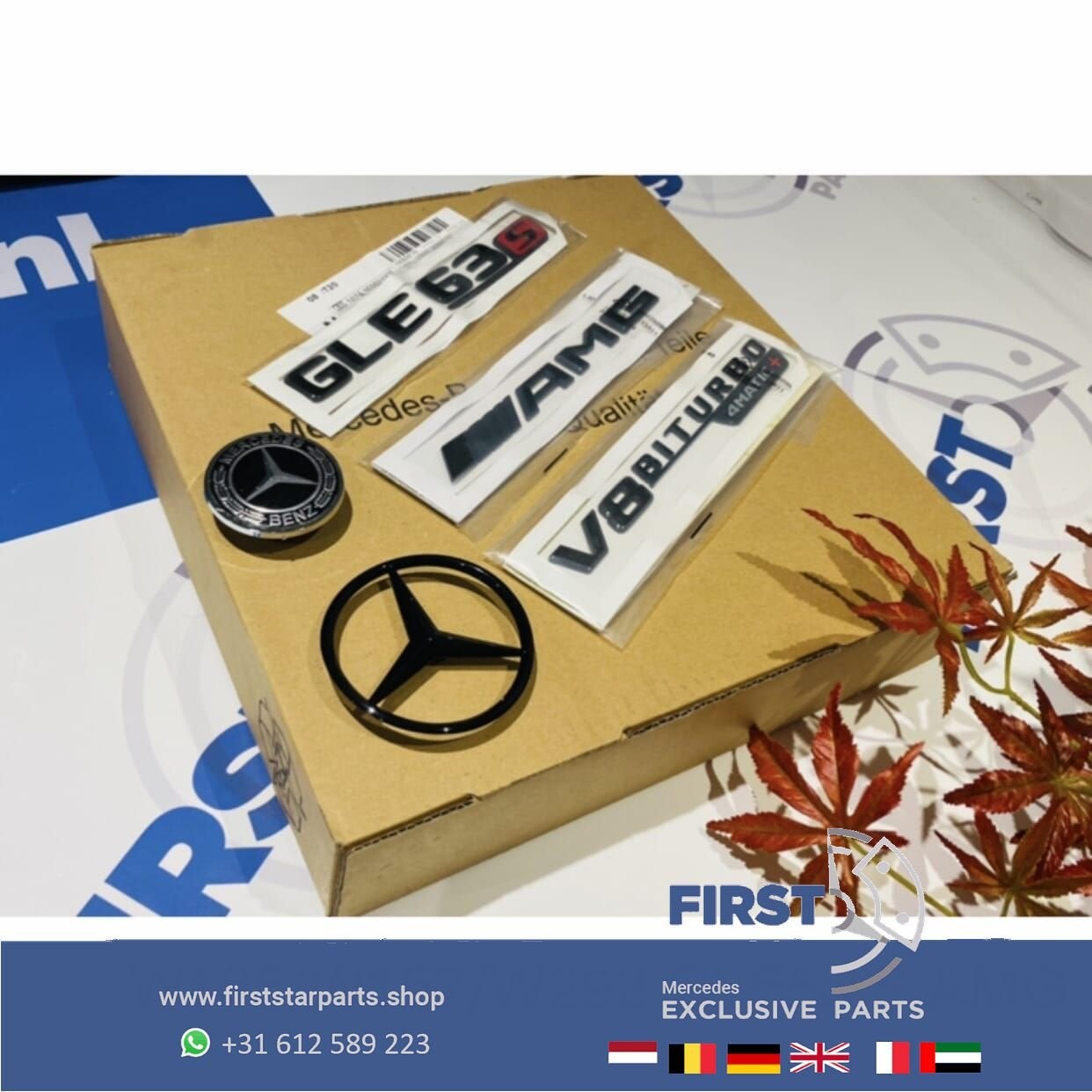 V167 C167 GLE63 4MATIC+ STER AMG LOGO SET ZWART EMBLEMEN SET, Gebruikt, -, Ophalen of Verzenden, -