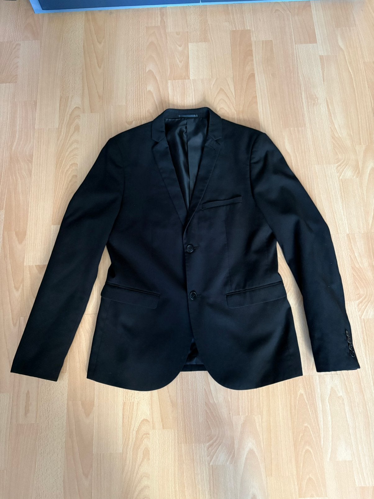 Zwarte kostuum WE, Kleding | Heren, Ophalen, Zo goed als nieuw, Maat 48/50 (M), Zwart