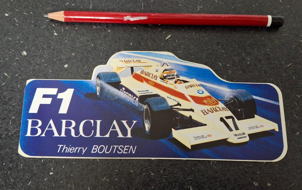 Autocollant ancien voiture de Formule 1 Thierry Boutsen Barc, Collections, Enlèvement ou Envoi, Comme neuf, Voiture ou Moto