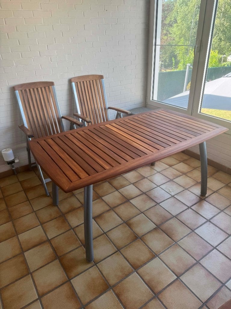 Set de jardin en teck + coussins gratuits, Chaise, Salons de jardin, Comme neuf, Bois