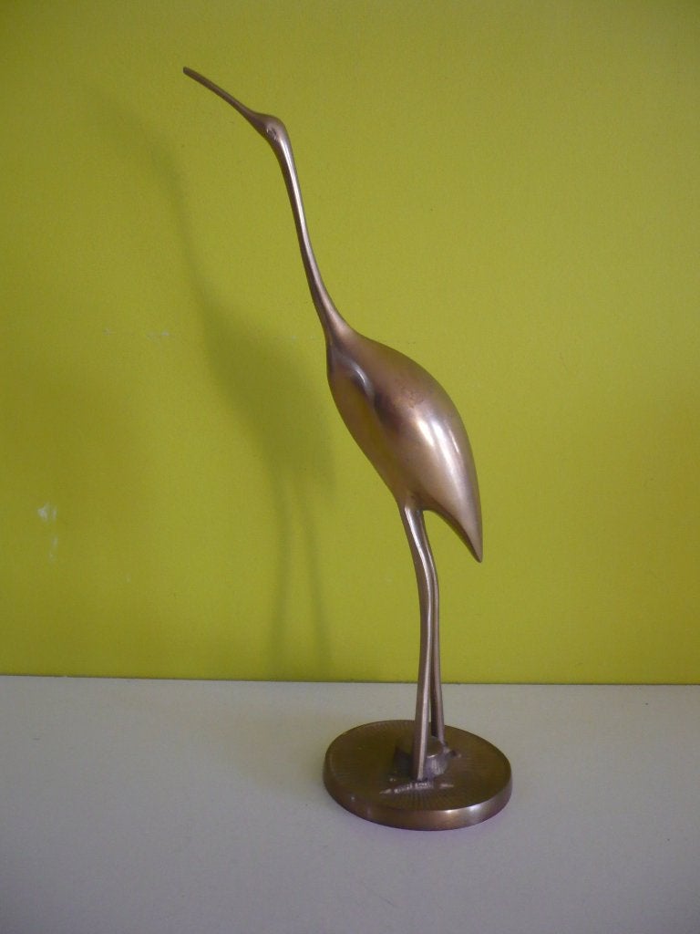 Knappe vintage messing vogel / ibis / kraanvogel, Antiek en Kunst, Ophalen of Verzenden, Koper