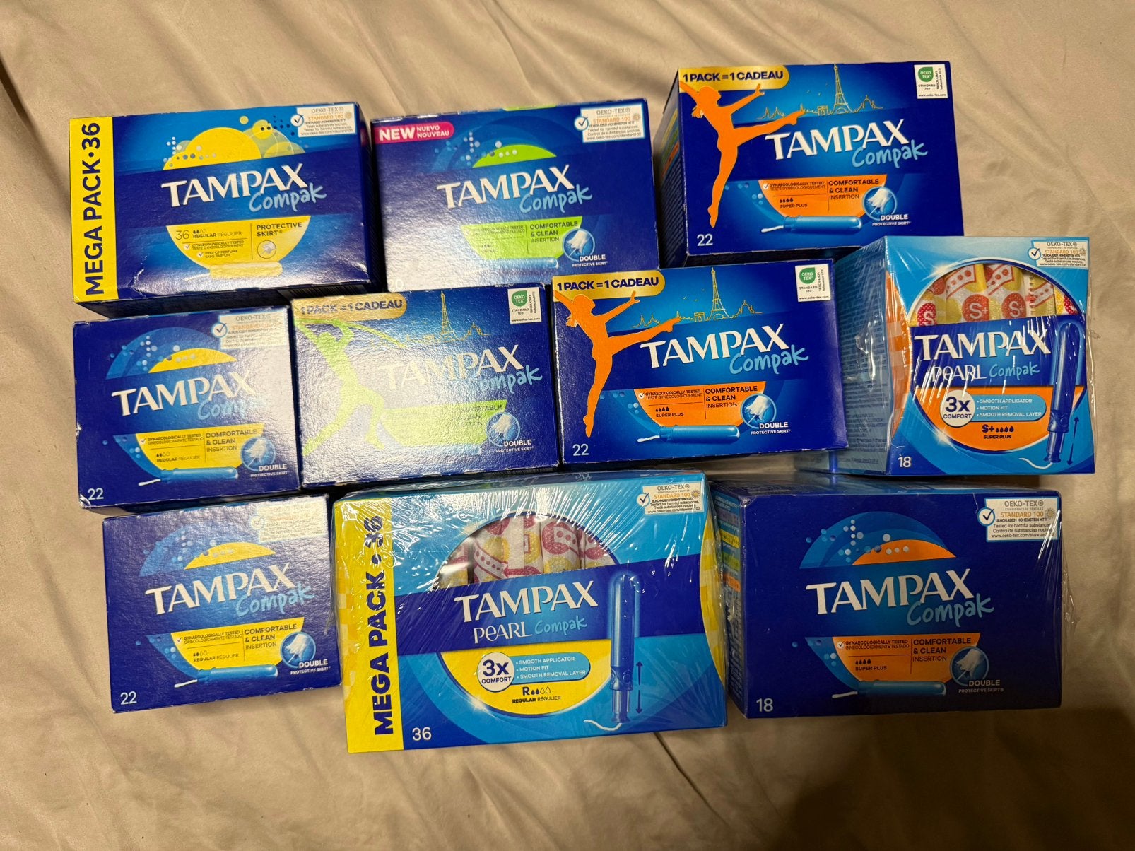 12 dozen tampax geel, groen en oranje nieuw, Diversen, Verpleegmiddelen, Ophalen of Verzenden, Nieuw