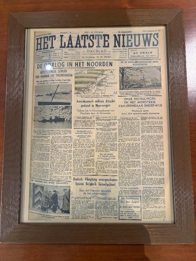 Uniek WOIIMemorabilia:Krant Het Laatste Nieuws 23 April 1940, Verzamelen, Tijdschriften, Kranten en Knipsels, Krant, 1920 tot 1940