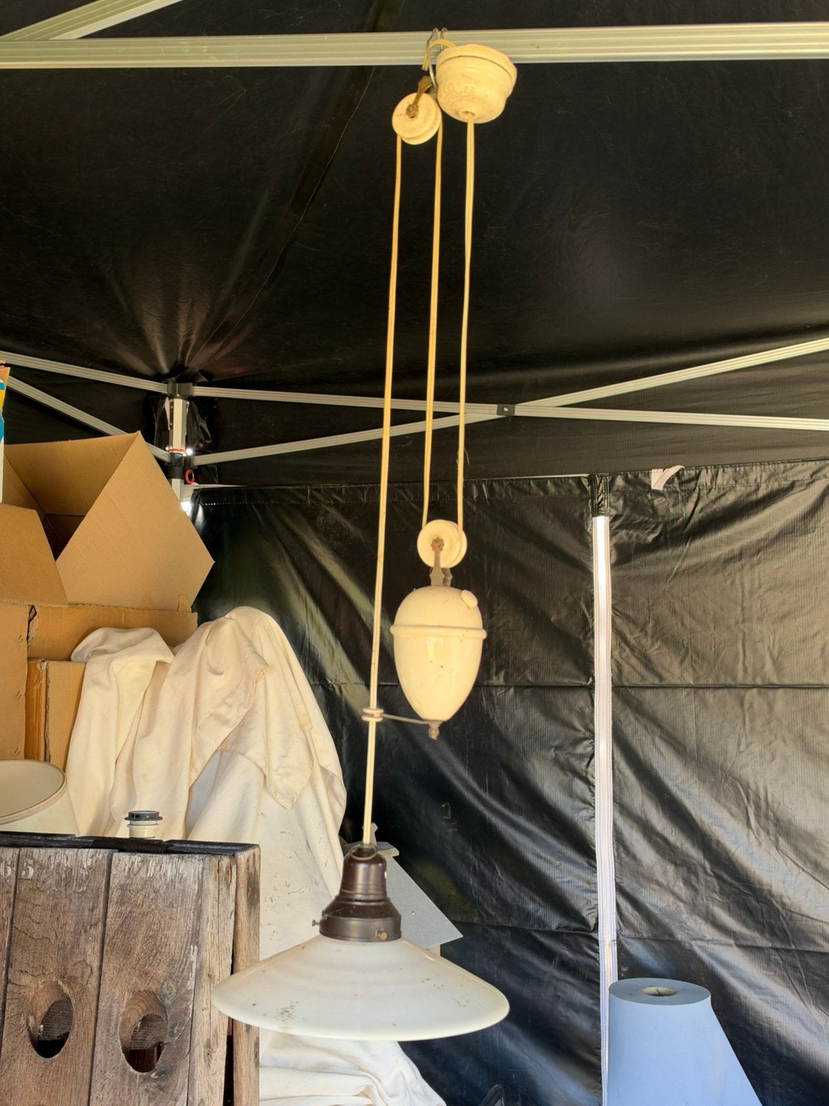 Oude hang lamp, Ophalen