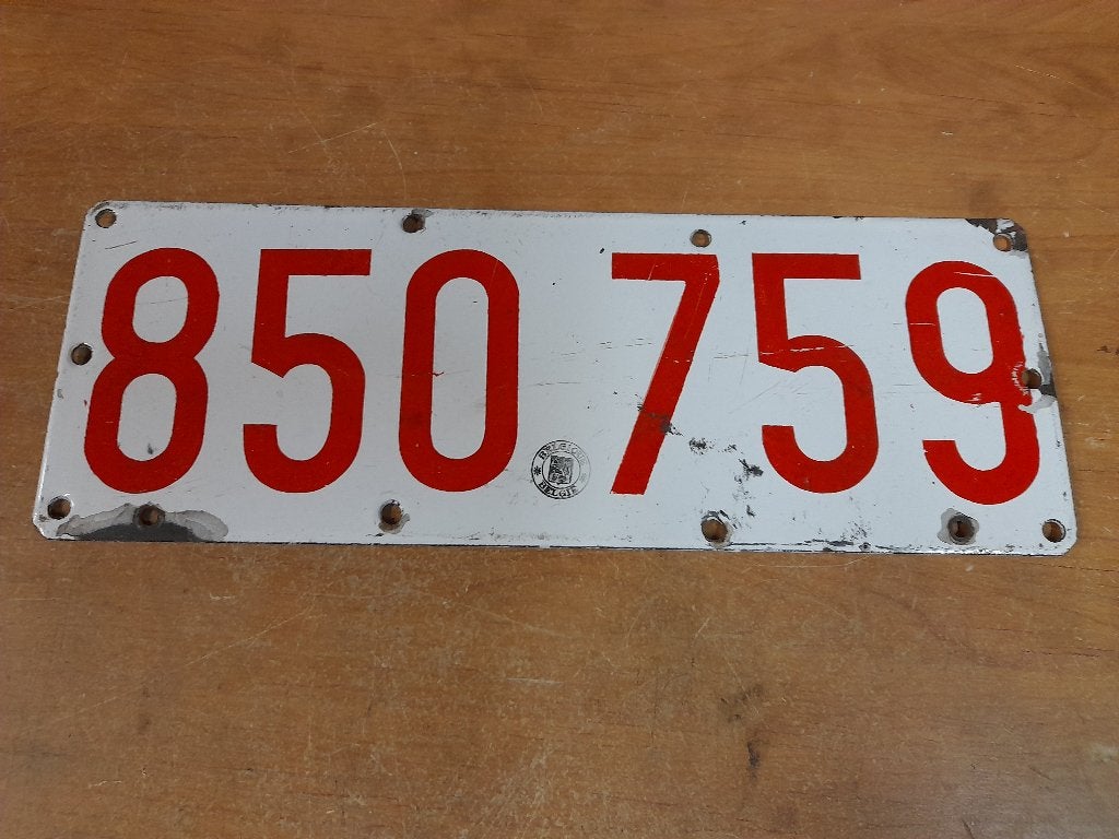 ancienne plaque immatriculation emaillée belge 39x14, Enlèvement ou Envoi, Utilisé, Autres types