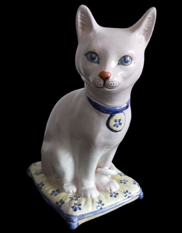 Chat italien en terre cuite, Antiquités & Art, Antiquités | Céramique & Poterie, Enlèvement ou Envoi