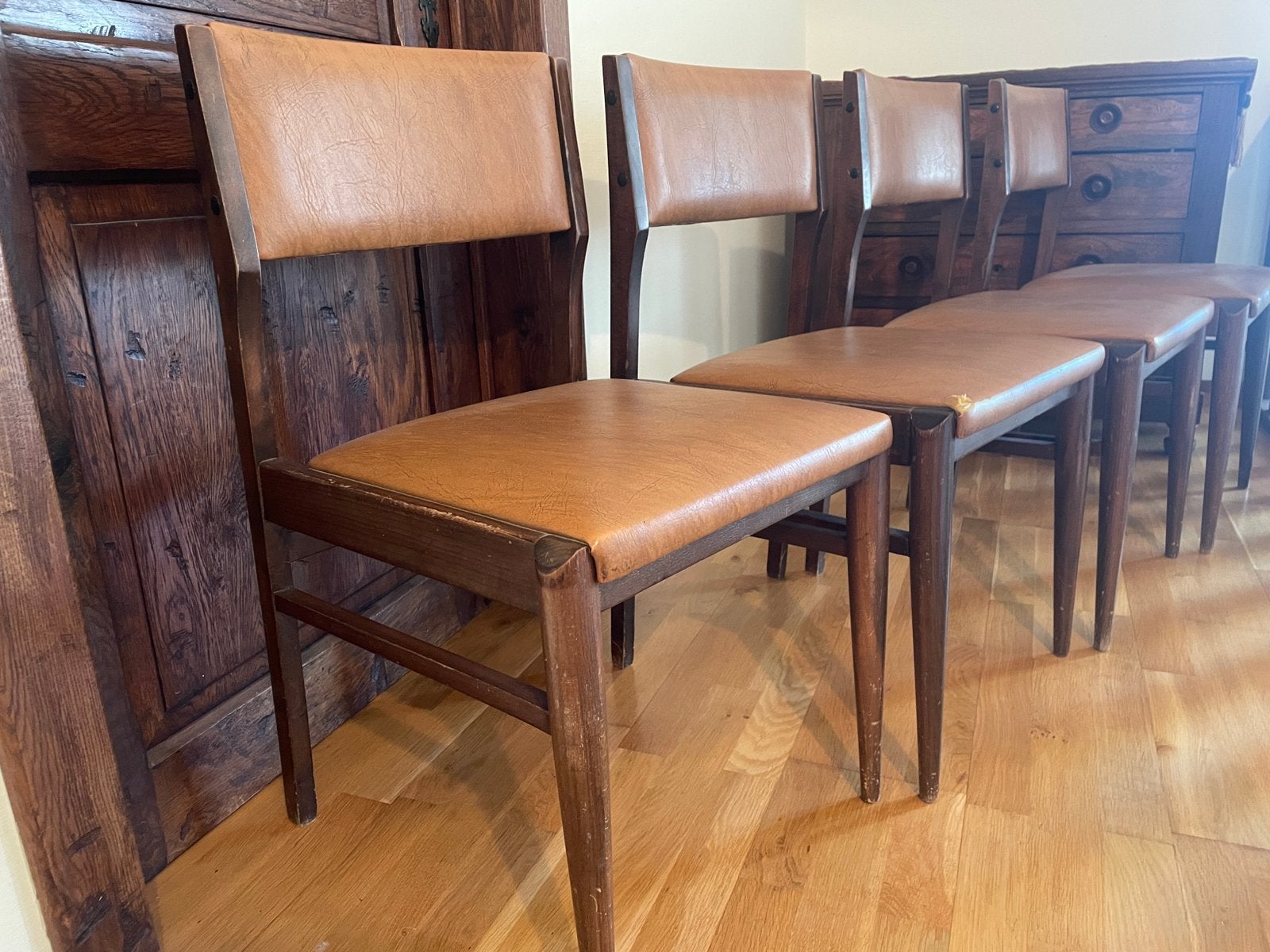4 Mid Century vintage stoelen Scandinavisch design, Ophalen
