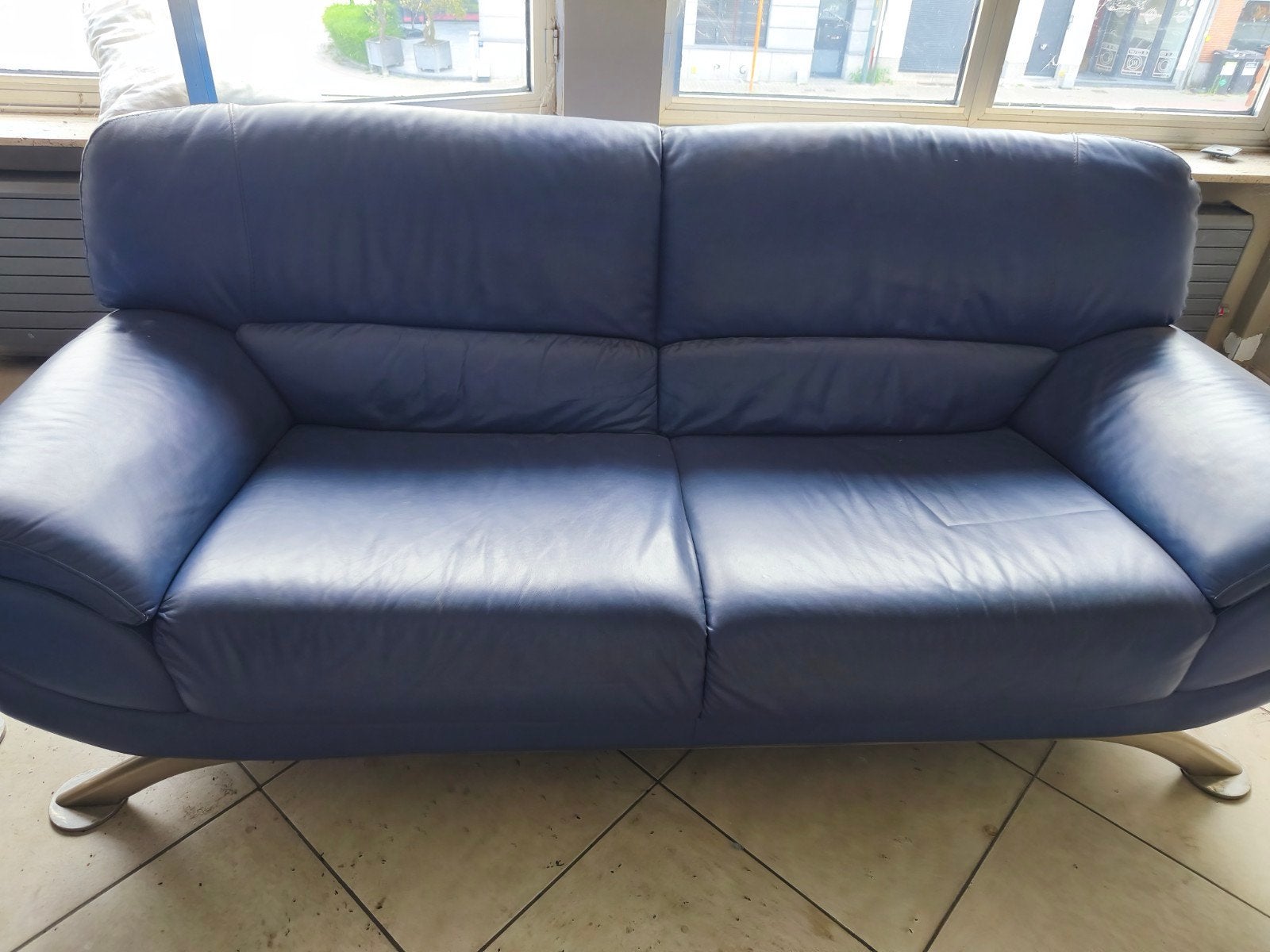 Blauwe 2 zit zetel. 2x, Ophalen