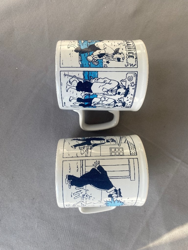 Set de 2 tasses Tintin - Capitaine Haddock, Collections, Enlèvement ou Envoi, Tintin, Utilisé, Ustensile