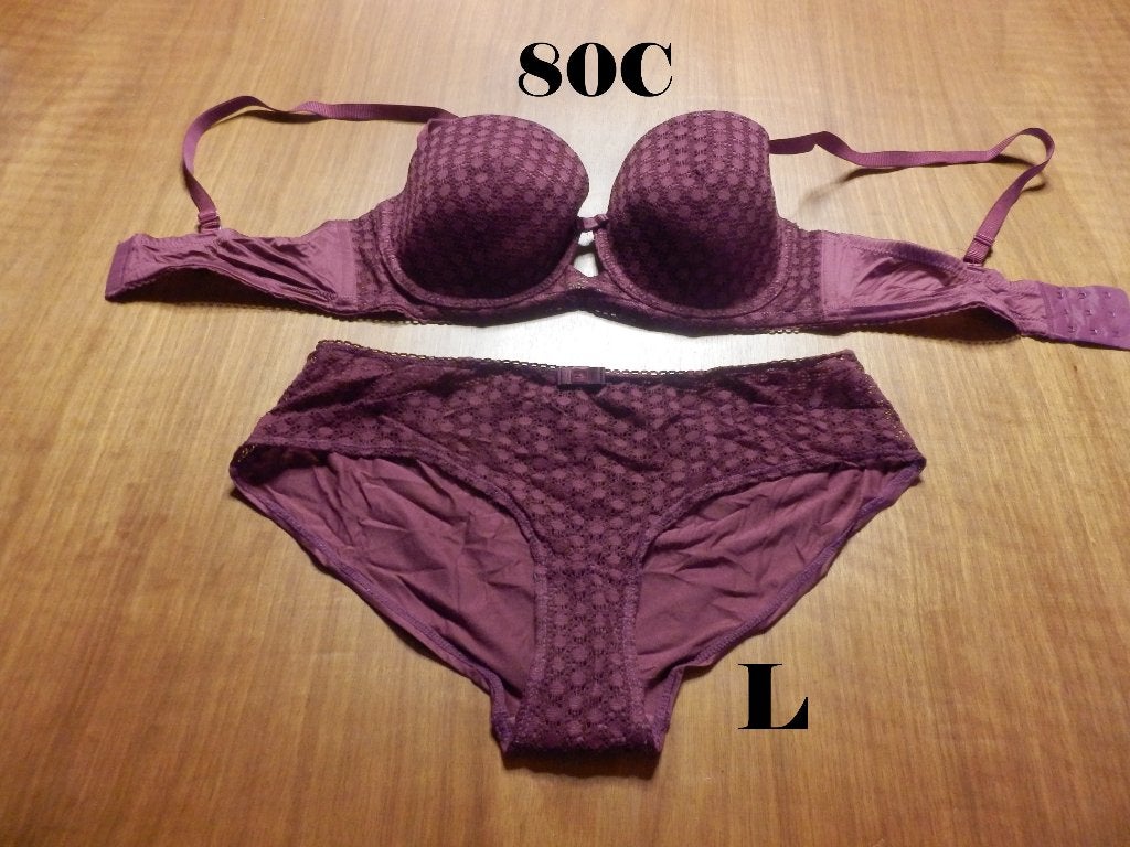 (14) - ensemble soutien gorge  t.80c  bordeaux - H&M -, Kleding | Dames, Ondergoed en Lingerie, H&M, Ophalen of Verzenden, Rood
