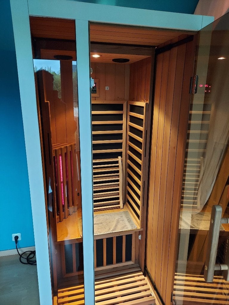 Infraroodsauna 1 persoon.Uitschuifbaar., Ophalen, Gebruikt, Infrarood, Complete sauna