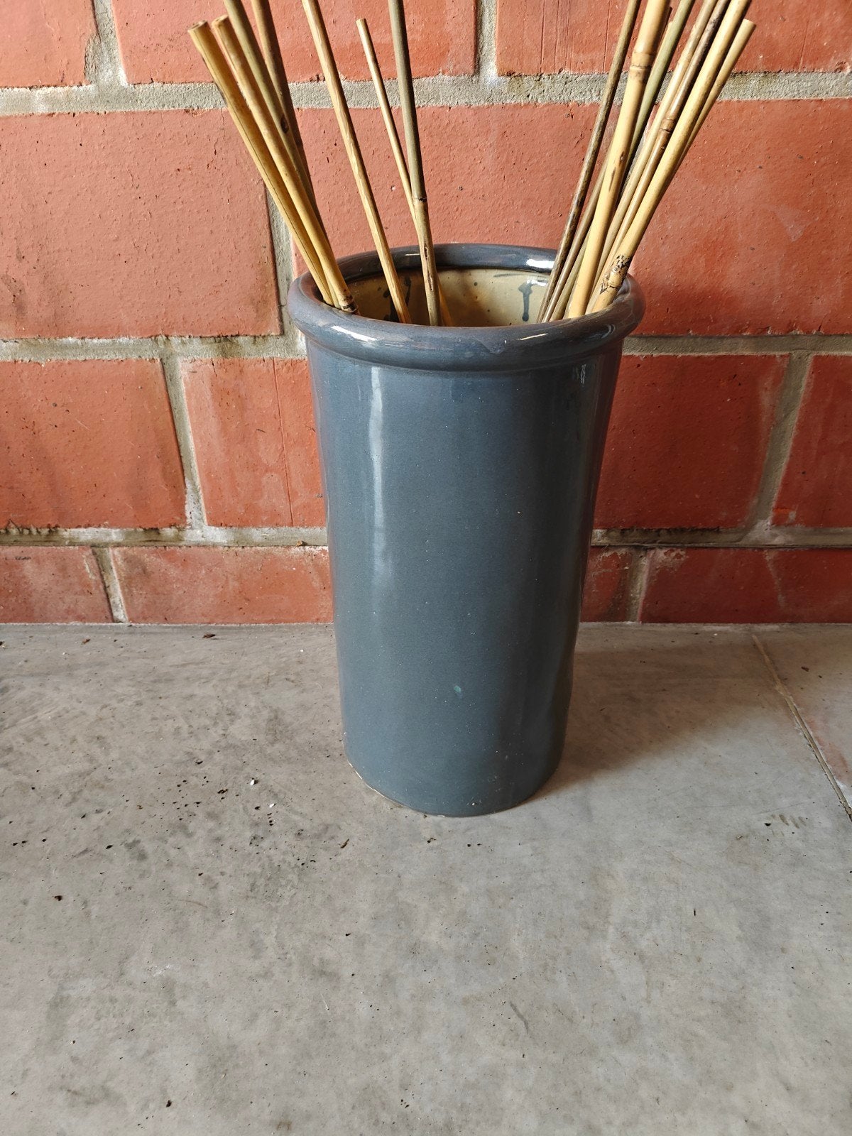 Grijze hoge bloempot voor buiten, Tuin en Terras, Ophalen, Gebruikt