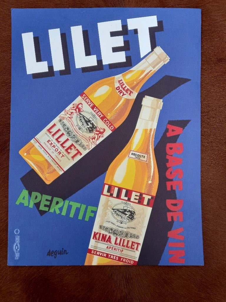 vintage karton reclamebord LILLET aperitief, Ophalen of Verzenden, Zo goed als nieuw, Reclamebord