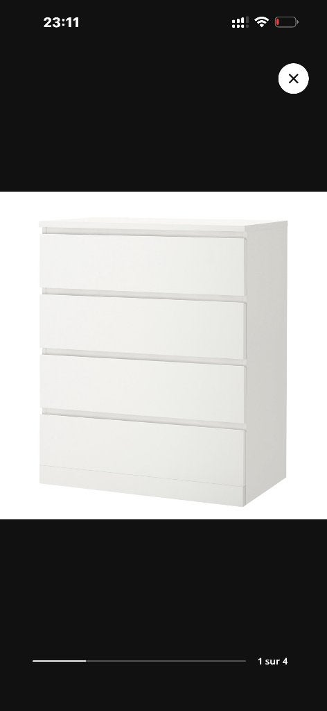 Commode IKEA, Maison & Meubles, 3 ou 4 tiroirs, Comme neuf, Enlèvement, 50 à 100 cm