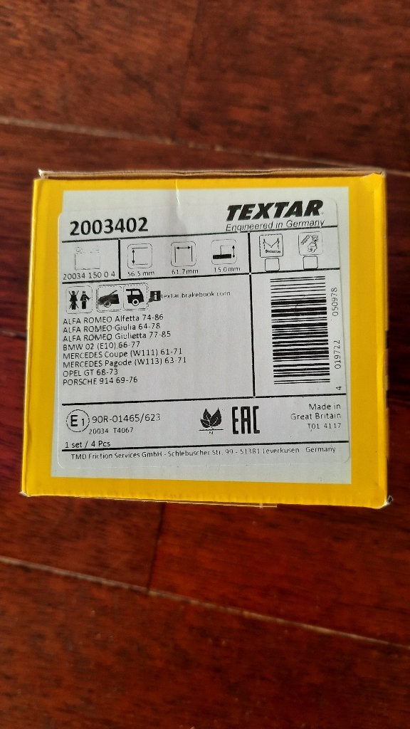 Kit de plaquettes de frein Textar 2003402, Enlèvement ou Envoi, Neuf, Mercedes-Benz