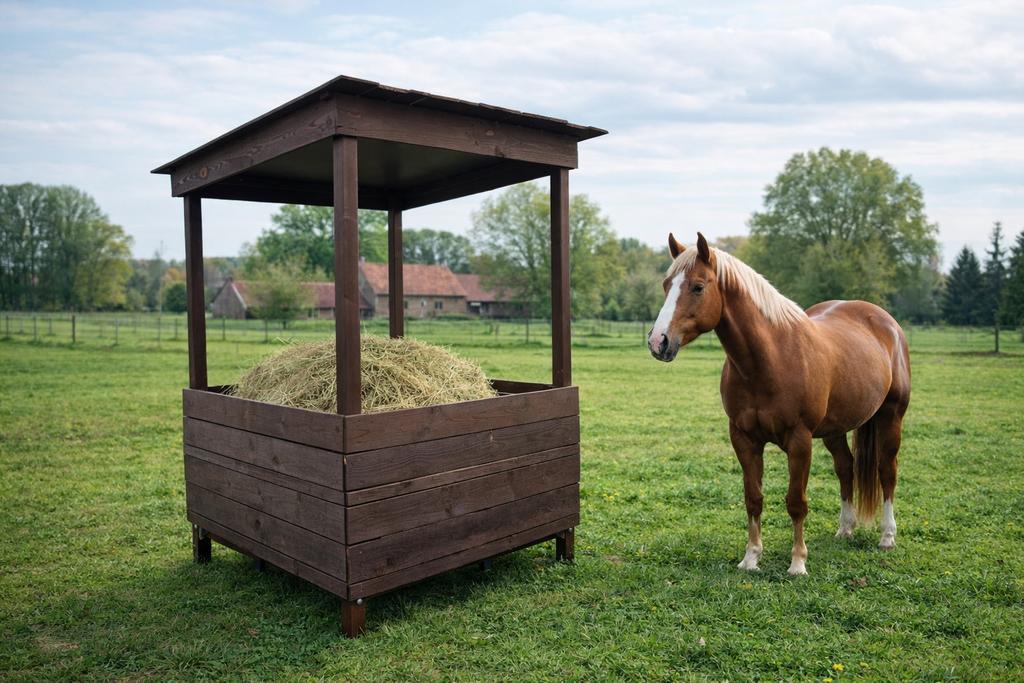 Handgemaakte houten hooiruif voor paarden, Dieren en Toebehoren, Accessoires, 2 of 3 paarden of pony's