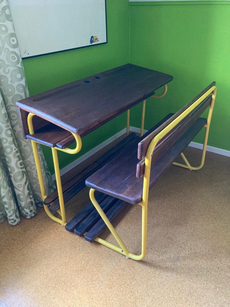 schoolbank, Huis en Inrichting, Bureaus, Ophalen, Opbergruimte, Gebruikt, 120 cm