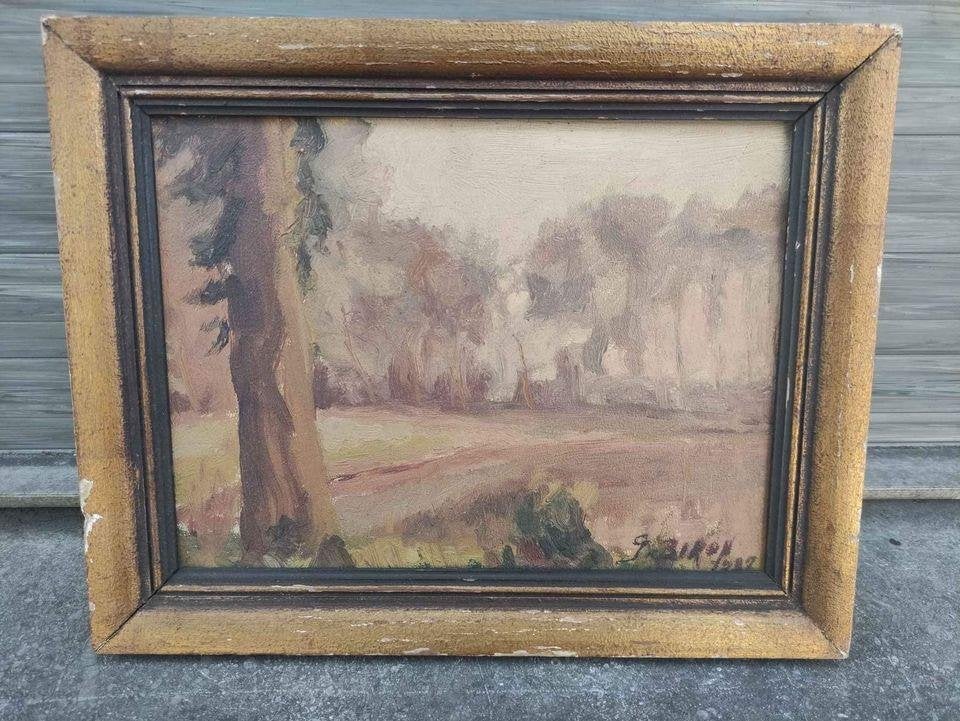 Huile sur panneau paysage signe g biron, Antiquités & Art, Art | Peinture | Classique, Enlèvement ou Envoi, Paysage, Panneau