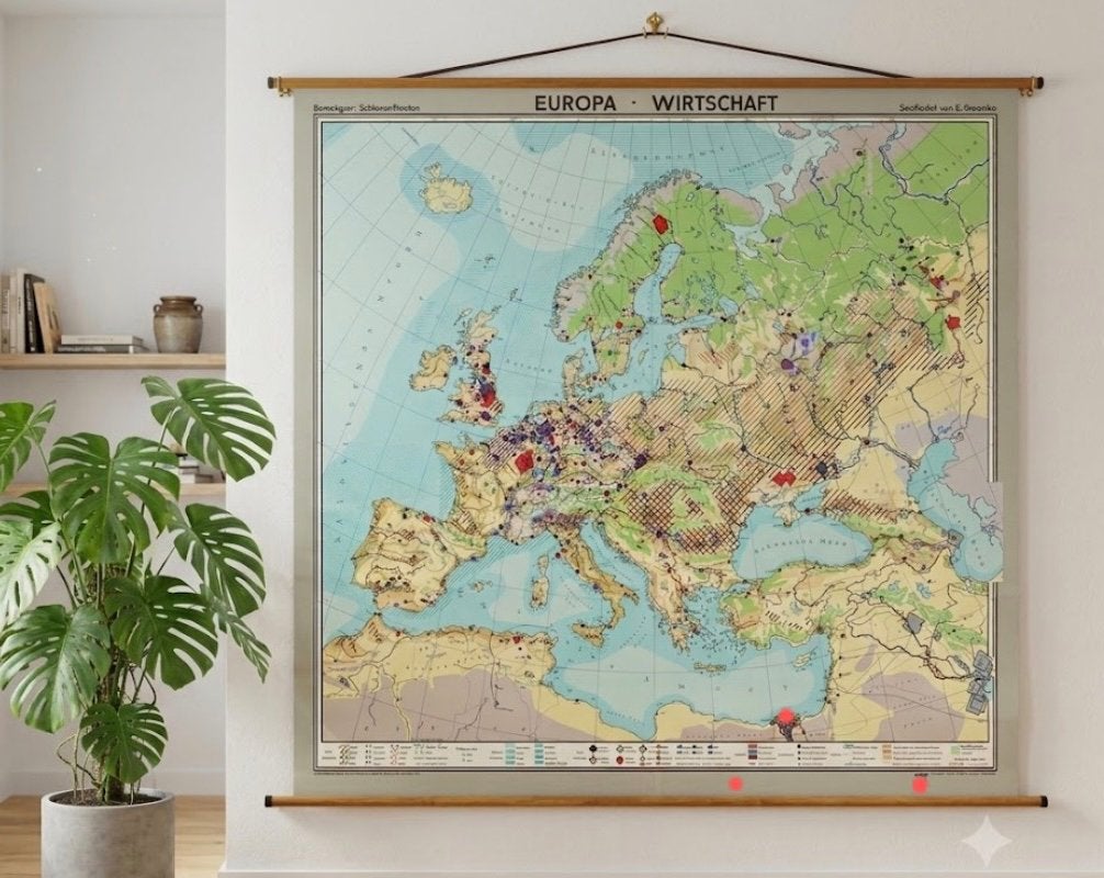 Authentieke wereldkaart, Antiek en Kunst, Antiek | Schoolplaten, Ophalen