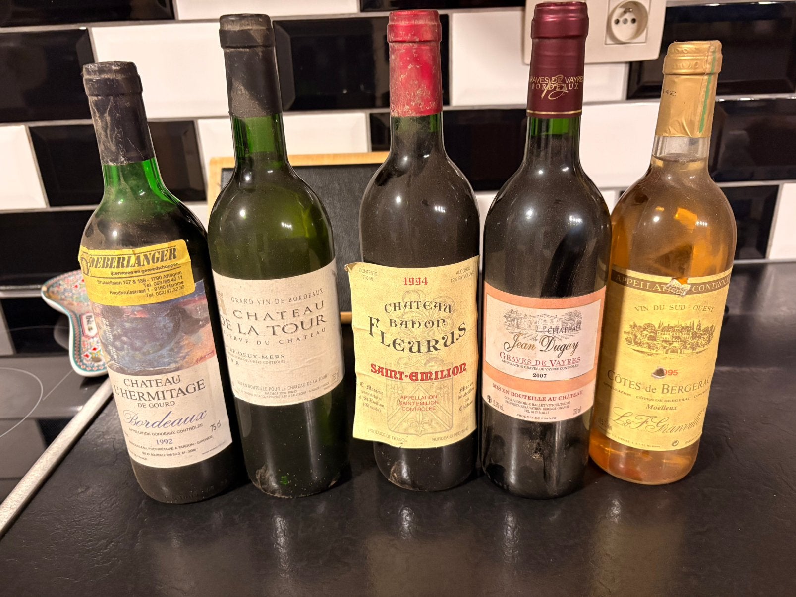 Lot de 5 vins français millésimés, Collections, Enlèvement ou Envoi, Comme neuf