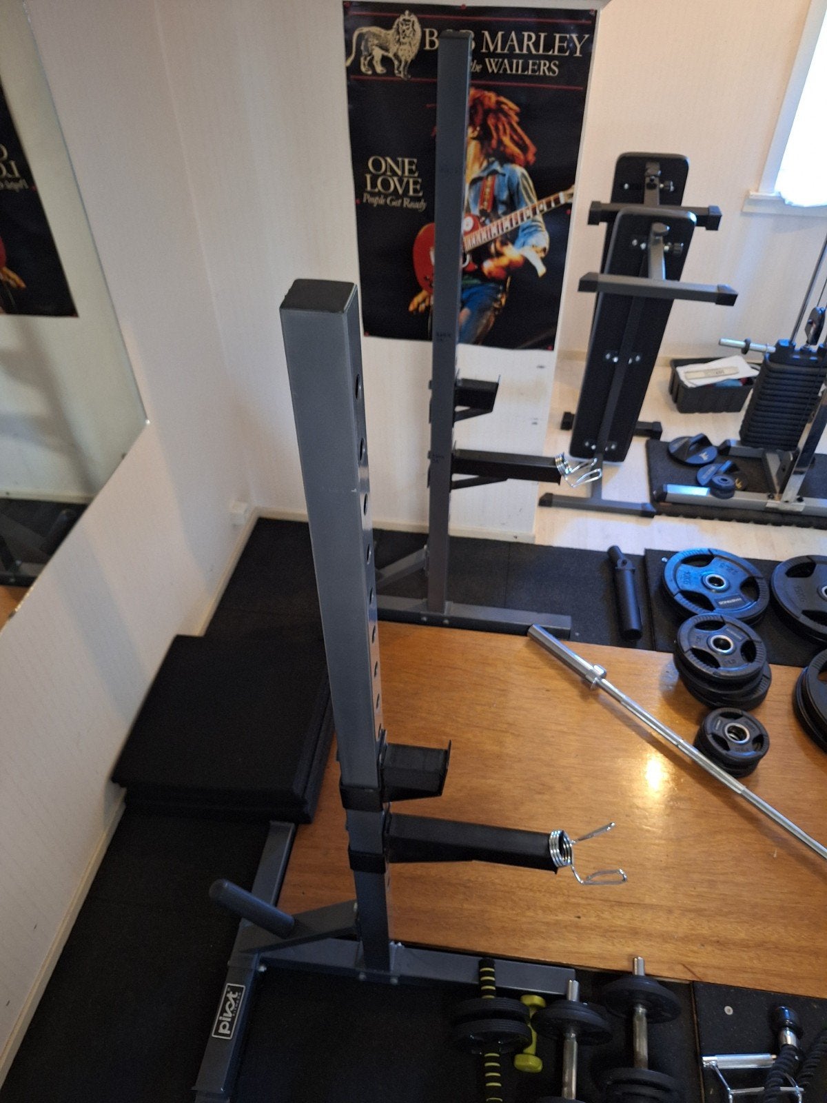 Verstelbaar Squat & Bankdruk Rek + 112,5 kg Gewichten + Halt, Enlèvement, Métal, Bras, Centrale électrique