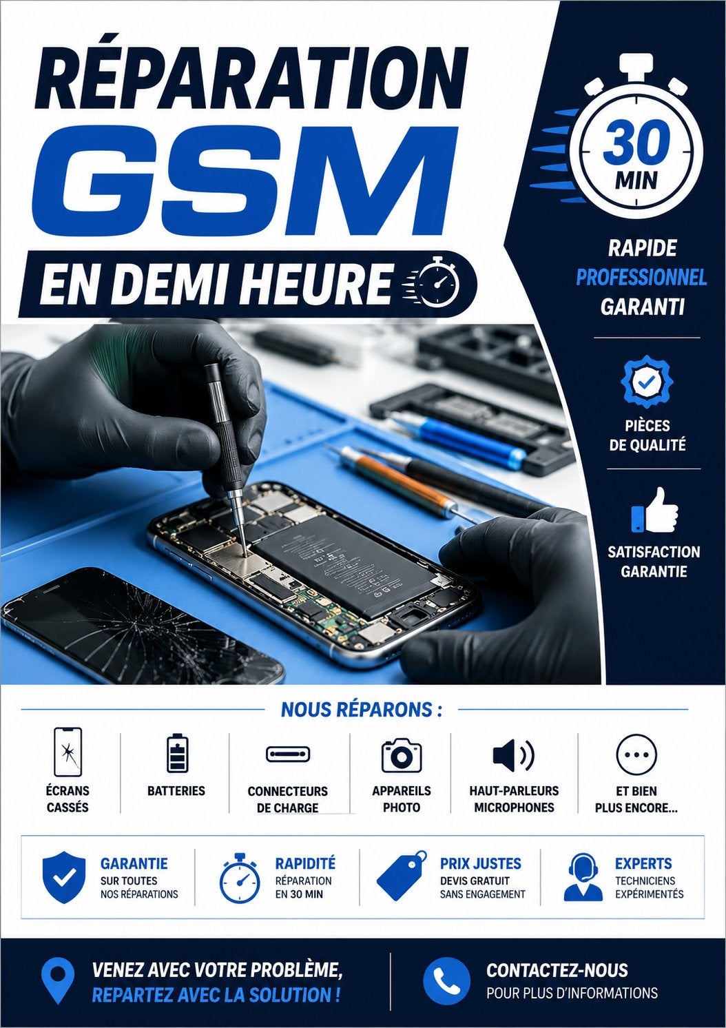 Remplacement ecran iphone voir les tarifs, Enlèvement ou Envoi, Comme neuf, IPhone X