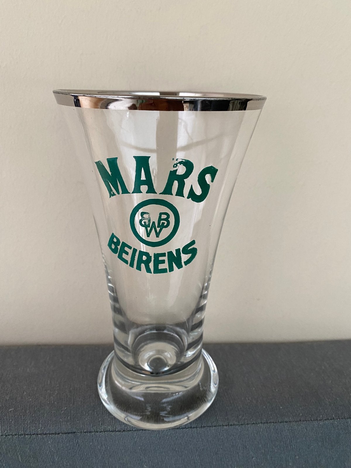 Oud gezuurd acide glas brouwerij BEIRENS te WOMMELGEM, Ophalen of Verzenden, Zo goed als nieuw, Glas of Glazen