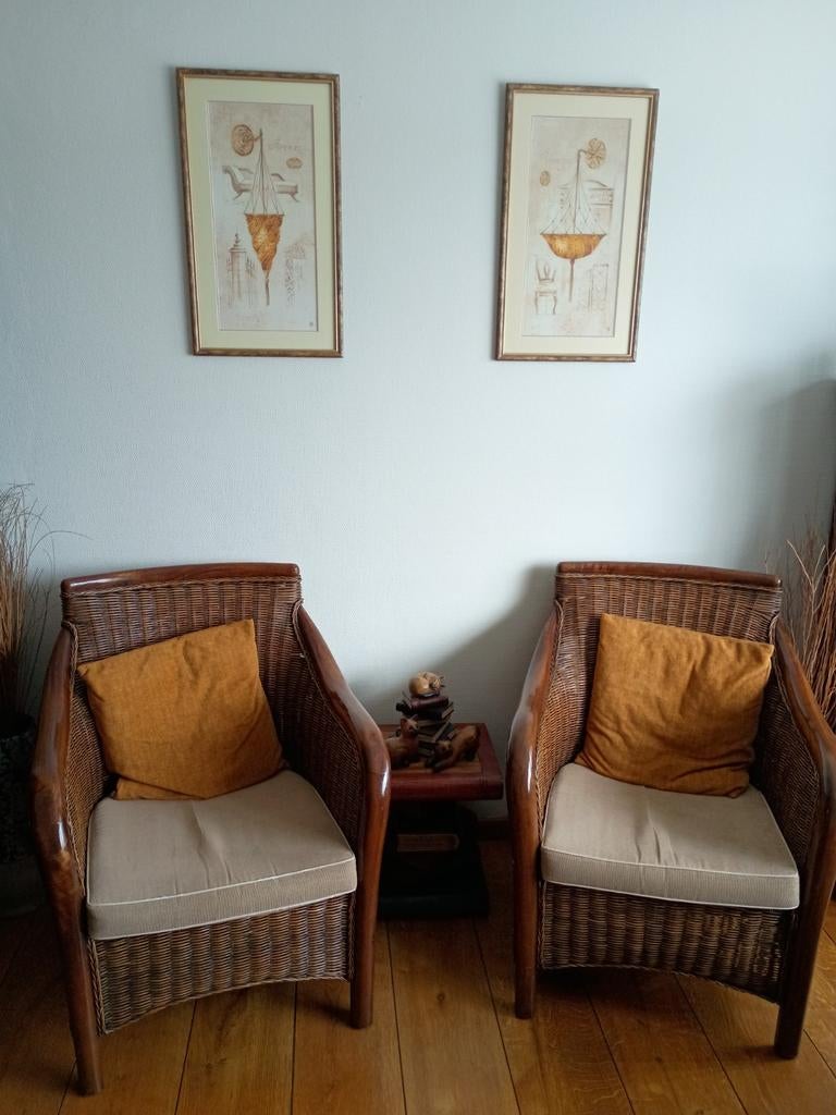 Rieten Fauteuils antiek 2 stuks (moeten snel weg), Huis en Inrichting, Fauteuils, Ophalen