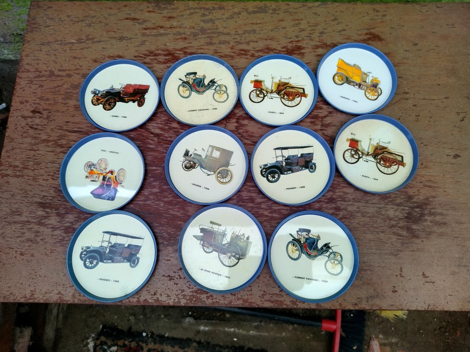 Vintage set van 11 metalen glasonderzetters / coasters Oldti, Enlèvement ou Envoi